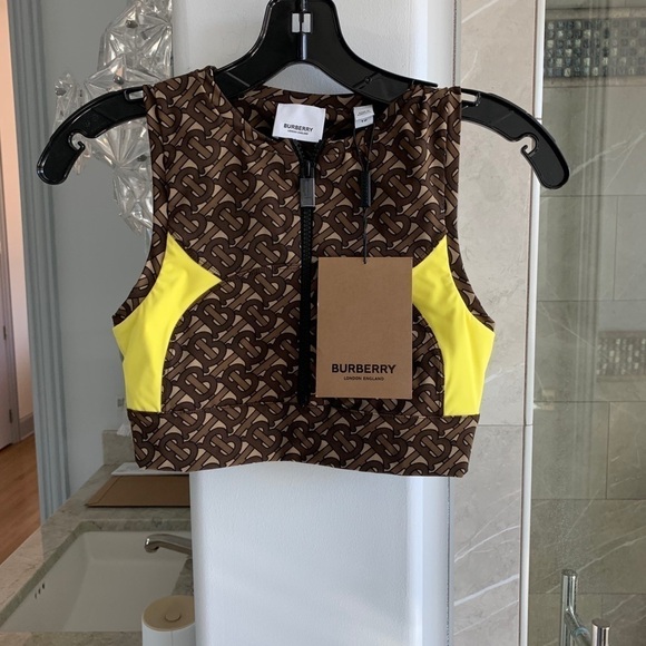 Burberry Color-Block Monogram Print Cropped Top - Picture 6 of 11